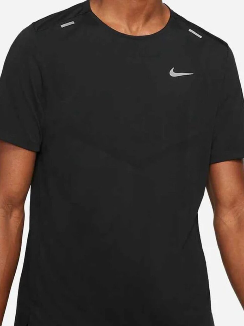 Nike Women's Black Silver Dri-FIT Rise 365 Short Sleeve Running T-Shirt Size M